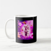 Laser Eyes Space Cat Riding Hund Mops Regenbogen Kaffeetasse (Links)
