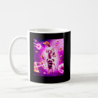 Laser Eyes Space Cat Riding Hund Mops Regenbogen Kaffeetasse