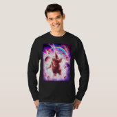Laser Eyes Space Cat Riding Sloth Blade Regenbogen T-Shirt (Vorne ganz)