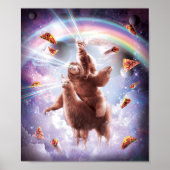 Laser Eyes Space Cat Riding Sloth, Llama - Regenbo Poster (Vorne)
