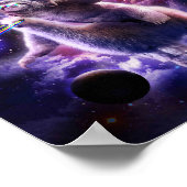 Laser Eyes Space Cat Riding Sloth Llama - Regenbog Poster (Ecke)