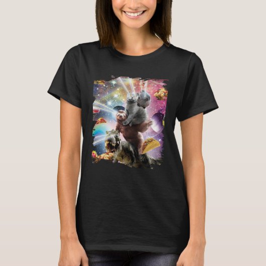 Laser Eyes Space Guinea Pig Cat Sloth Dinosaur T-Shirt (Vorderseite)