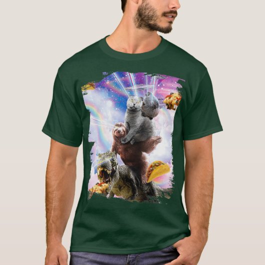 Laser Eyes Space Guinea Pig Cat Sloth Dinosaurier T-Shirt (Vorderseite)