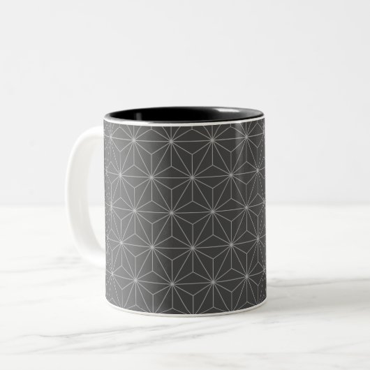 Laser GeoMetric Gray White Zweifarbige Tasse (Vorderseite Links)