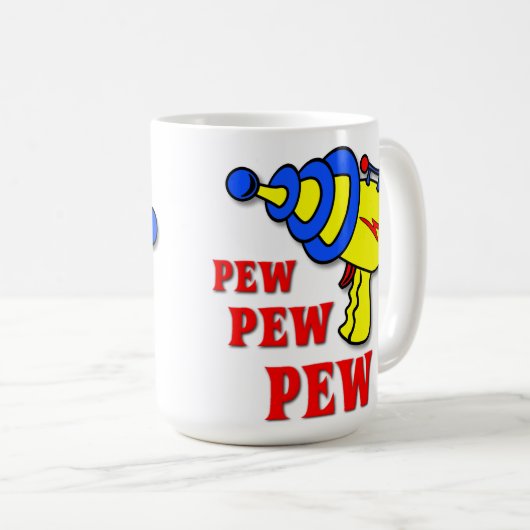 Laser-Gewehr-Bank-Bank-Bank-lustige Tasse (VorderseiteRechts)
