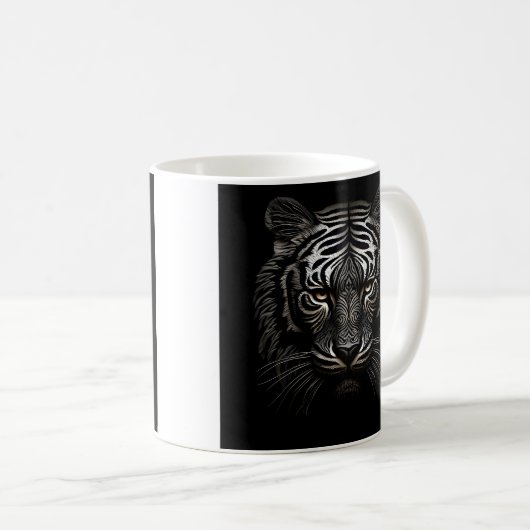 Laser-Gravur-Tigerkaffee-Tasse Kaffeetasse (VorderseiteRechts)