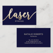 Laser-Haarentfernung Esthetician Navy & Gold Visitenkarte (Vorne/Hinten)