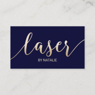 Laser-Haarentfernung Esthetician Navy & Gold Visitenkarte