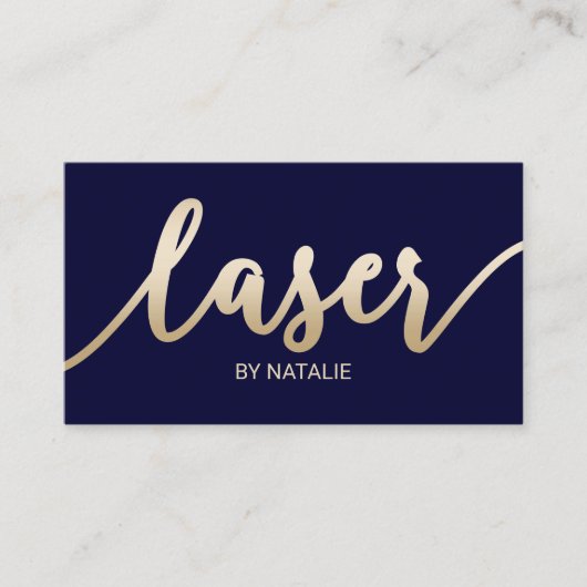 Laser-Haarentfernung Esthetician Navy & Gold Visitenkarte (Vorderseite)