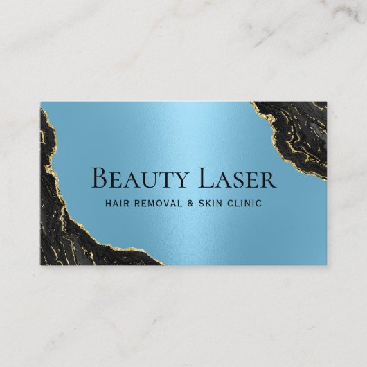 Laser Haarentfernungsklinik Blue Black Marble Visitenkarte (Vorderseite)