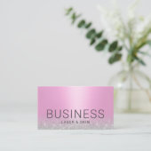 Laser & Haut Schönheitssalon Esthetician Pink Silv Visitenkarte (Stehend Vorderseite)
