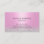 Laser & Haut Schönheitssalon Esthetician Pink Silv Visitenkarte (Rückseite)