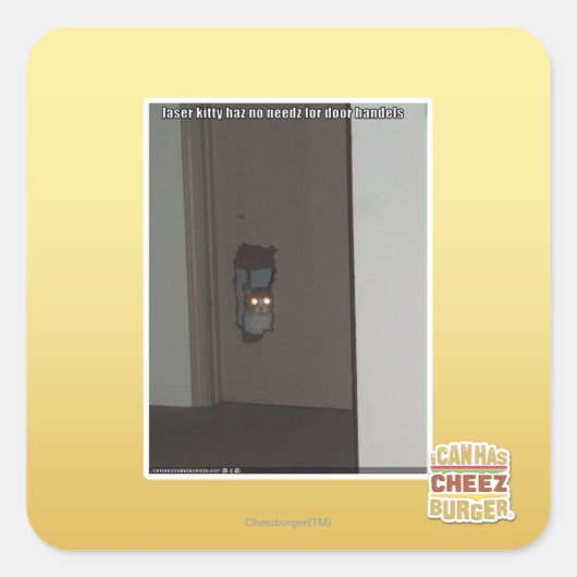 Laser Kitty Quadratischer Aufkleber (Vorderseite)