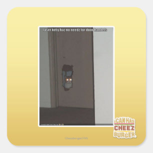 Laser Kitty Quadratischer Aufkleber