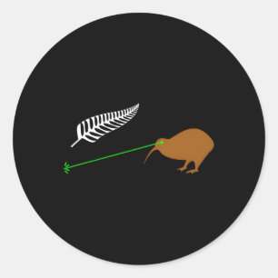 Laser Kiwi Flag - New Zealand Popular Choice Runder Aufkleber