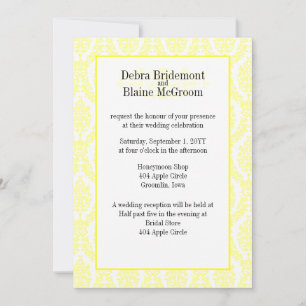 Laser Lemon Damask Muster Hochzeitsvorlage Einladung