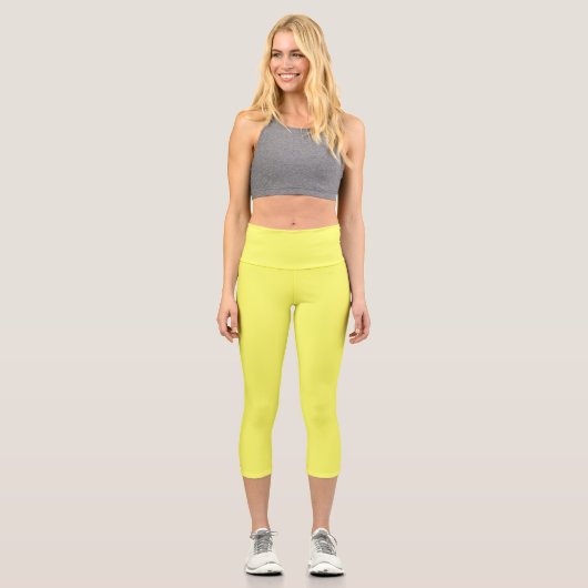 Laser Lemon (Vollfarbe)  Capri Leggings (Vorderseite)