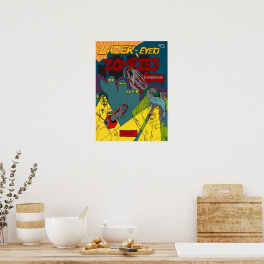 Laser Mit Augen Zombies mit Chainsaws Poster (Küche)