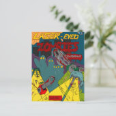 Laser-Mit Augen Zombies mit Chainsaws-Postkarte Postkarte (Stehend Vorderseite)