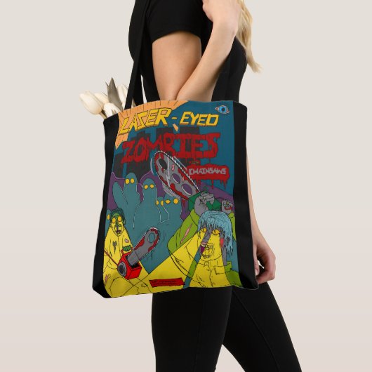 Laser Mit Augen Zombies mit Chainsaws Tote Bag Tasche (Von Nahem)
