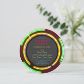 Laser Neon Lights Birthday Einladung (Stehend Vorderseite)