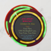 Laser Neon Lights Birthday Einladung (Vorne/Hinten)