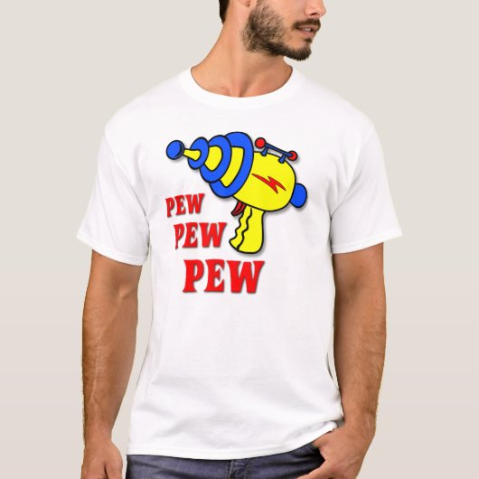 Laser Pistole Pew Pew Pew Lustiges T-Shirt (Vorderseite)