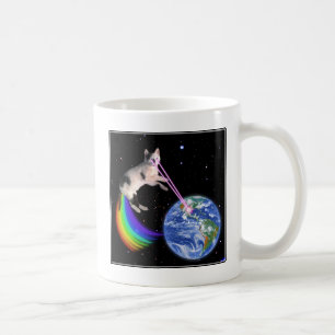 Laser Regenbogen Weltraum Katze Kaffeetasse