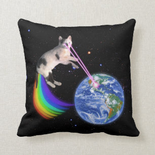Laser Regenbogen Weltraum Katze Kissen