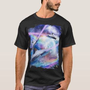 Laser schaukeln in Galaxie Haie im Weltraum T-Shirt