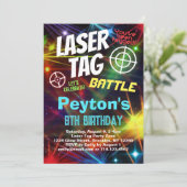 Laser Tag Battle Birthday Party Einladung (Stehend Vorderseite)