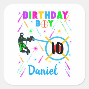 Laser Tag Birthday Boy Party Gamer Gaming Quadratischer Aufkleber