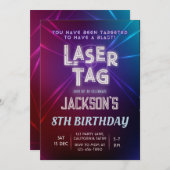 Laser Tag Birthday Einladung Neon Laser Einladung (Vorne/Hinten)