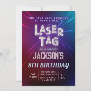 Laser Tag Birthday Einladung Neon Laser Einladung