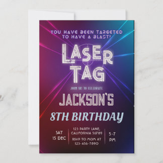 Laser Tag Birthday Einladung Neon Laser Einladung