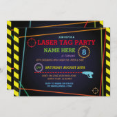 Laser Tag Birthday Party Zone Neon Einladung (Vorne/Hinten)