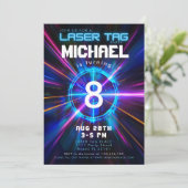Laser Tag Blue Boy Geburtstagsparty Einladung (Stehend Vorderseite)