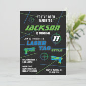 Laser Tag Blue und Green Birthday Party Einladung (Stehend Vorderseite)