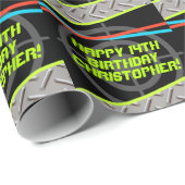 Laser Tag Boy Geburtstagsparty Personalisiert Geschenkpapier (Rolleneckpunkt)