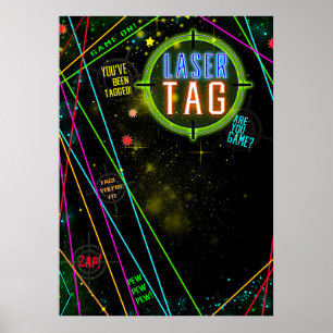 Laser Tag Farb-Lichtstrahlen Geburtstagsfeier Schi Poster