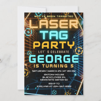 Laser Tag Game Birthday Party Einladung