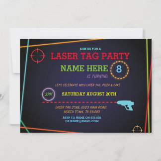 Laser Tag Geburtstag Party Zone Neon Laser Gun Spa Einladung