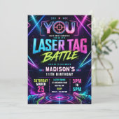 Laser Tag Geburtstagseinladung Einladung (Stehend Vorderseite)