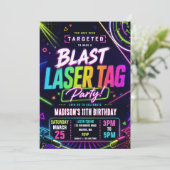 Laser Tag Geburtstagseinladung Einladung (Stehend Vorderseite)