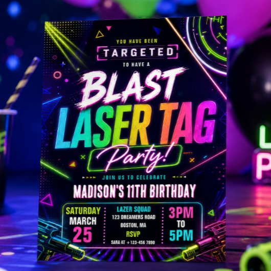 Laser Tag Geburtstagseinladung Einladung