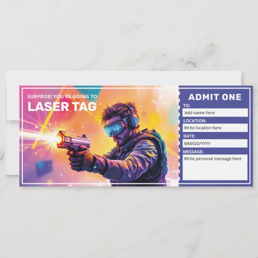 Laser Tag Geschenkgutschein Einladung (Vorderseite)