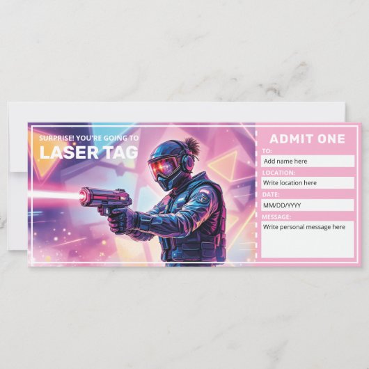 Laser Tag Geschenkgutschein Einladung (Vorderseite)