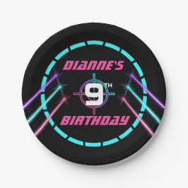 Laser Tag Girls Neon Pink Geburtstagsparty Food Pappteller