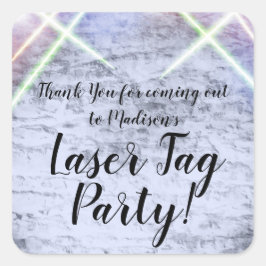 Laser-Tag-Glühlicht und Laser-Party Quadratischer Aufkleber