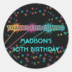 Laser Tag Letters Round Dankeschön für Sticker